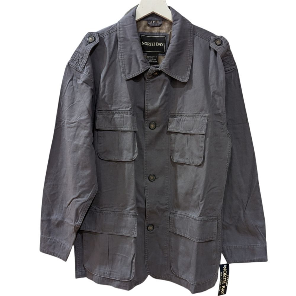 VTG North Bay Men's Medium 100% Cotton Military Utility Field Jacket in Grey NWT